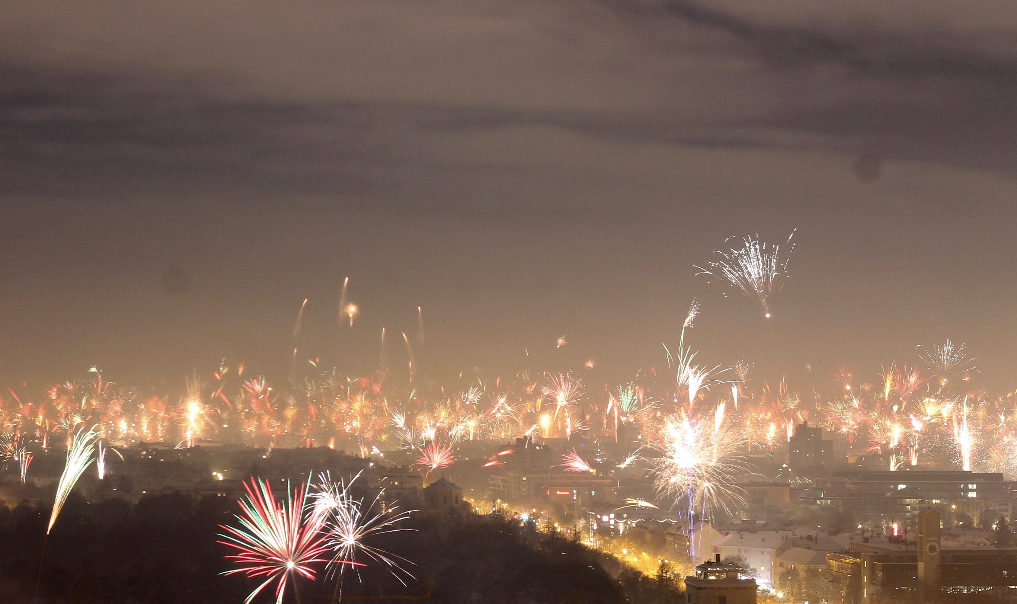 Blick über München an Silvester