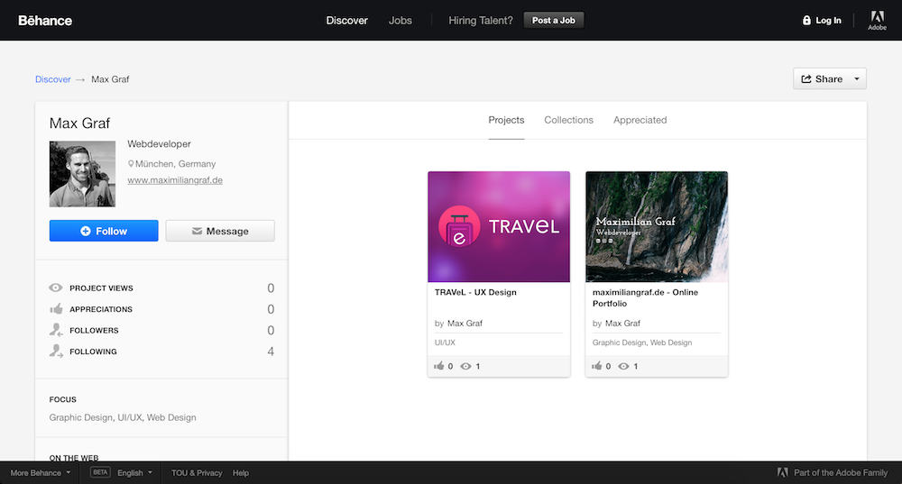 Das Behance-Profil von Max Graf